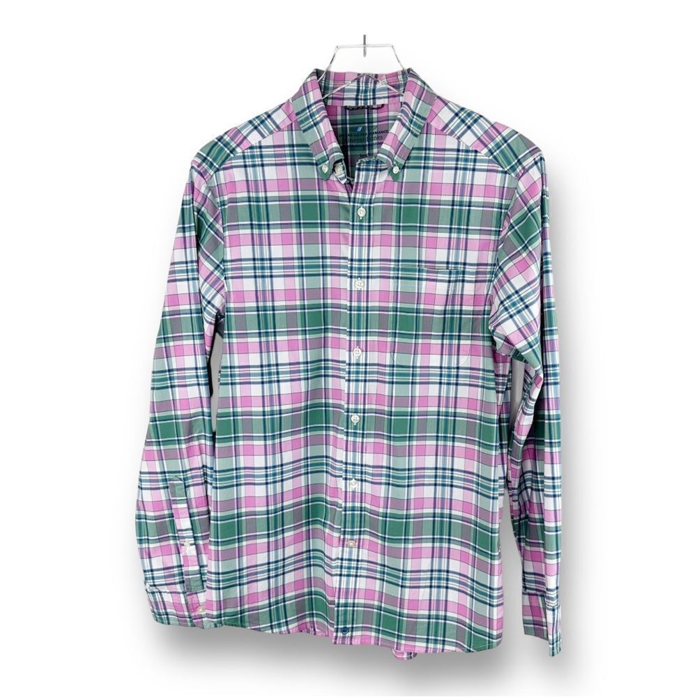 Vineyard Vines On-The-Go‎ Cotton/Nylon Plaid Performance Button Down Shirt Small